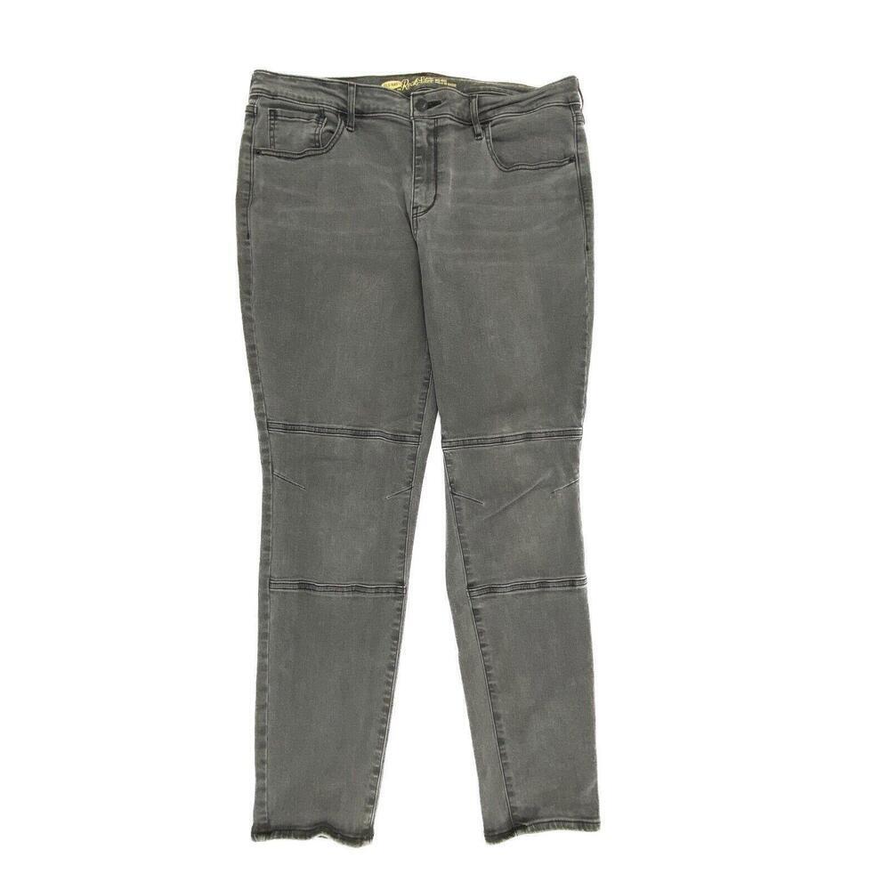 Old Navy Rockstar‎ Moto Jeans Womens 16 Faded Black Mid Rise Skinny Denim